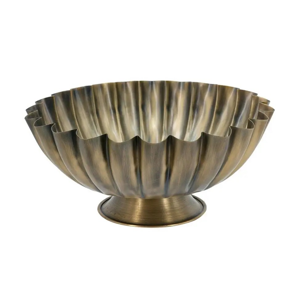 .5x5.5" Bronze Iron Pedestal Bowl with Scalloped Design