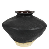 Vase with Natural Base, Ceramic, Black