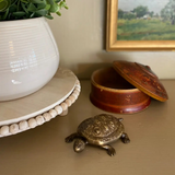 Antiqued Solid Brass Turtle Box Tabletop Desk Decor, 4-1/4”