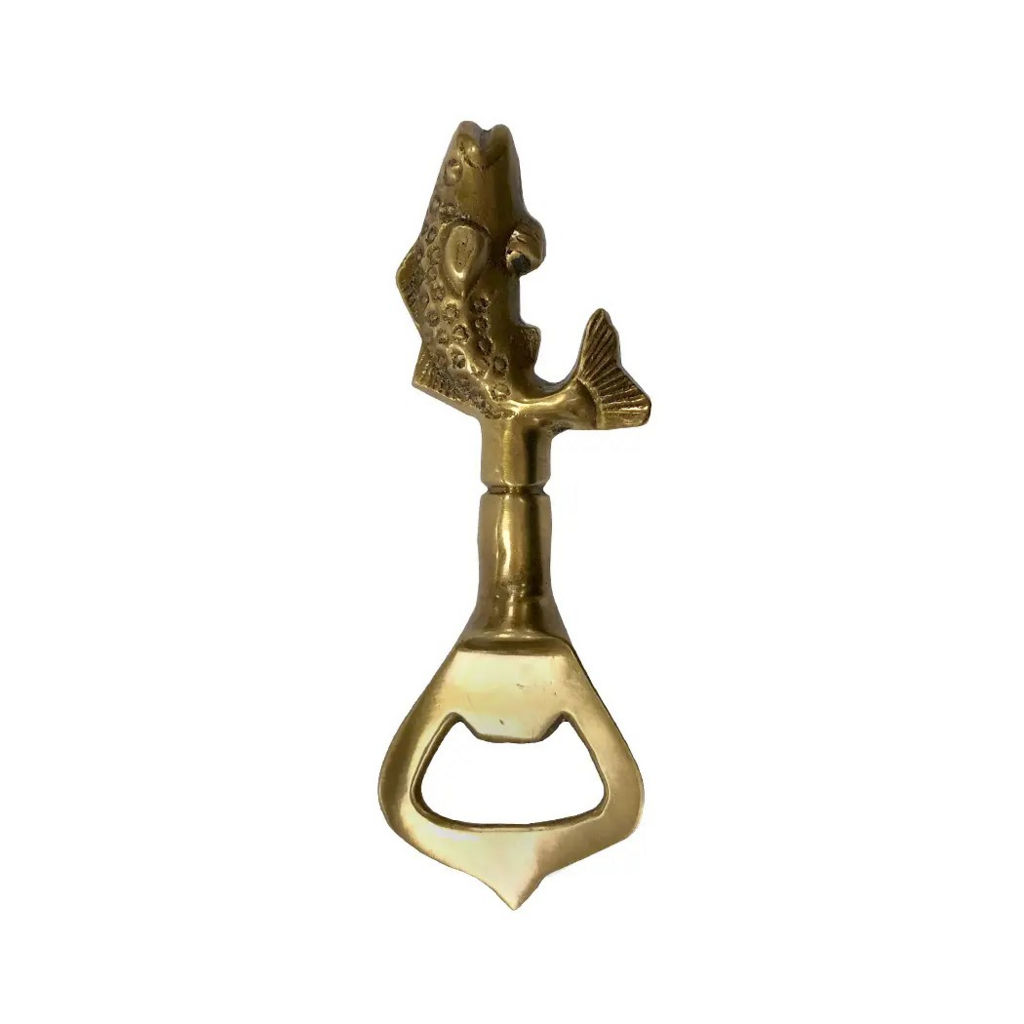 Antiqued Solid Brass Vintage Fish Bottle Opener