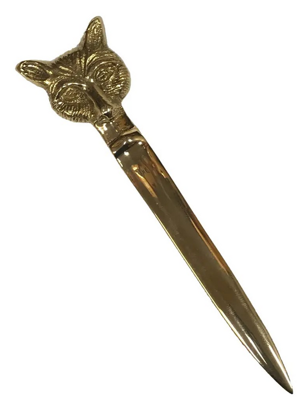 Solid Brass Fox Head Letter Opener, 6-1/4"