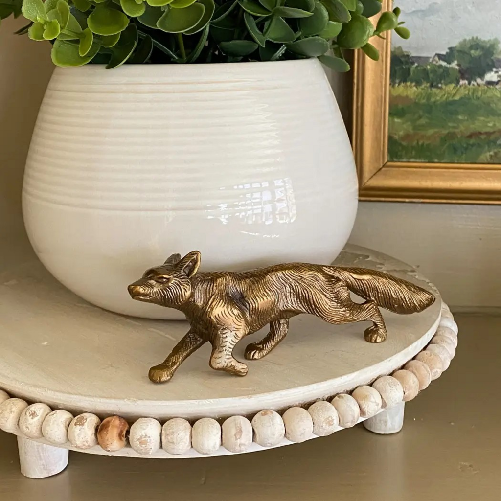 Solid Antiqued Brass Running Fox Tabletop