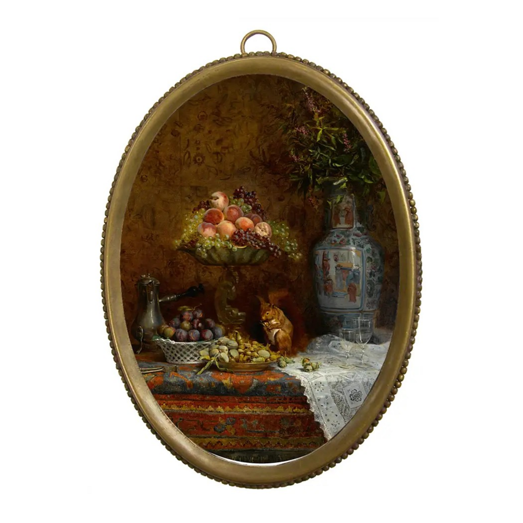 Still Life with Fruit and Squirrel in Antiqued