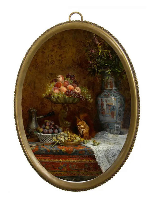 Still Life with Fruit and Squirrel in Antiqued