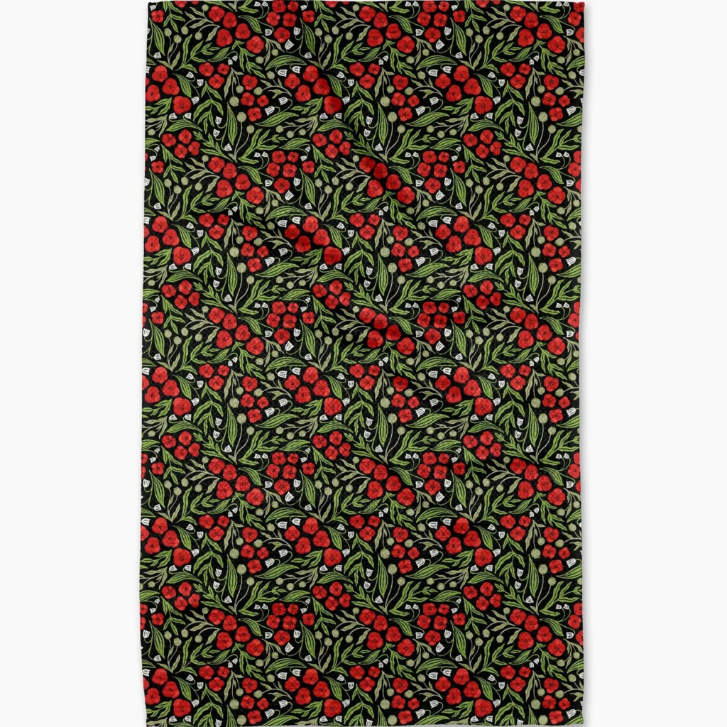 Flowing Poppies Tea towel