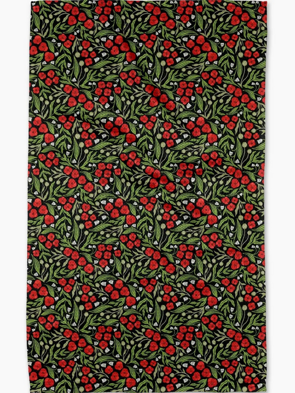 Flowing Poppies Tea towel