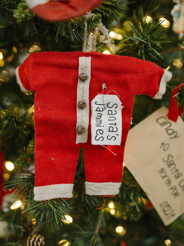 santa's jammies red small hanger ornament