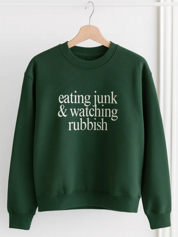 eating junk and watching rubbish kids sweatshirt