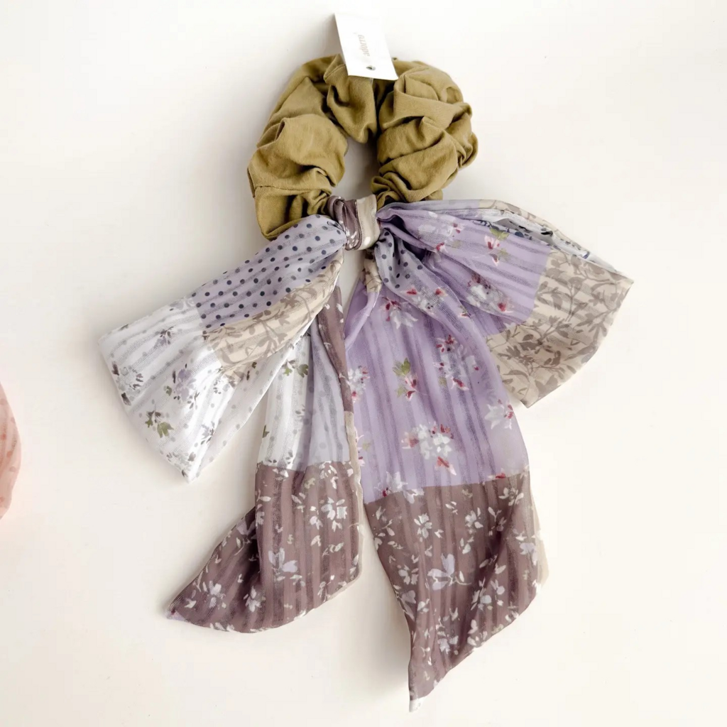 Purple Patchwork Scrunchie & Bow