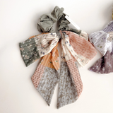 orange tone Patchwork Scrunchie and Scrunchie Bow Scarf