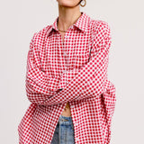 Oversized Ruby Gingham Button Down