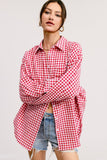 Oversized Ruby Gingham Button Down