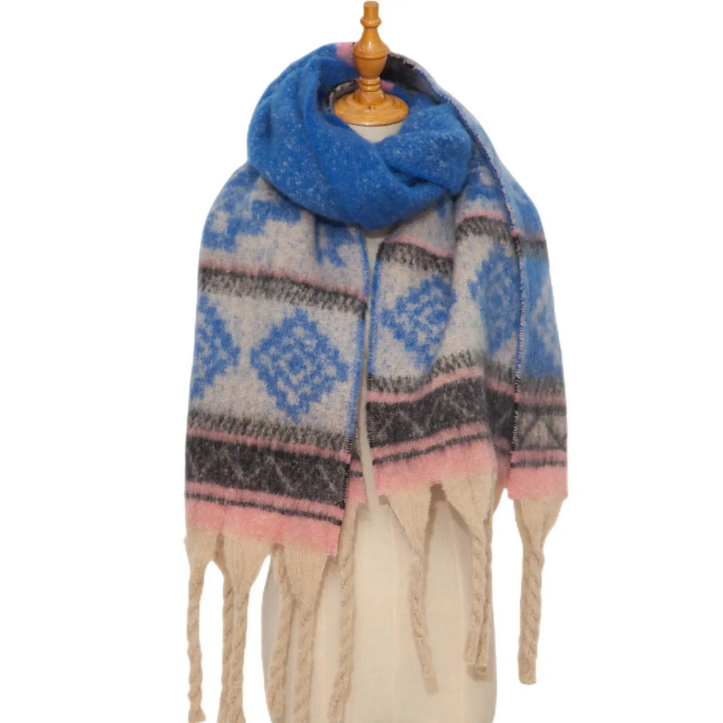 Blue Western Fleee Scarf