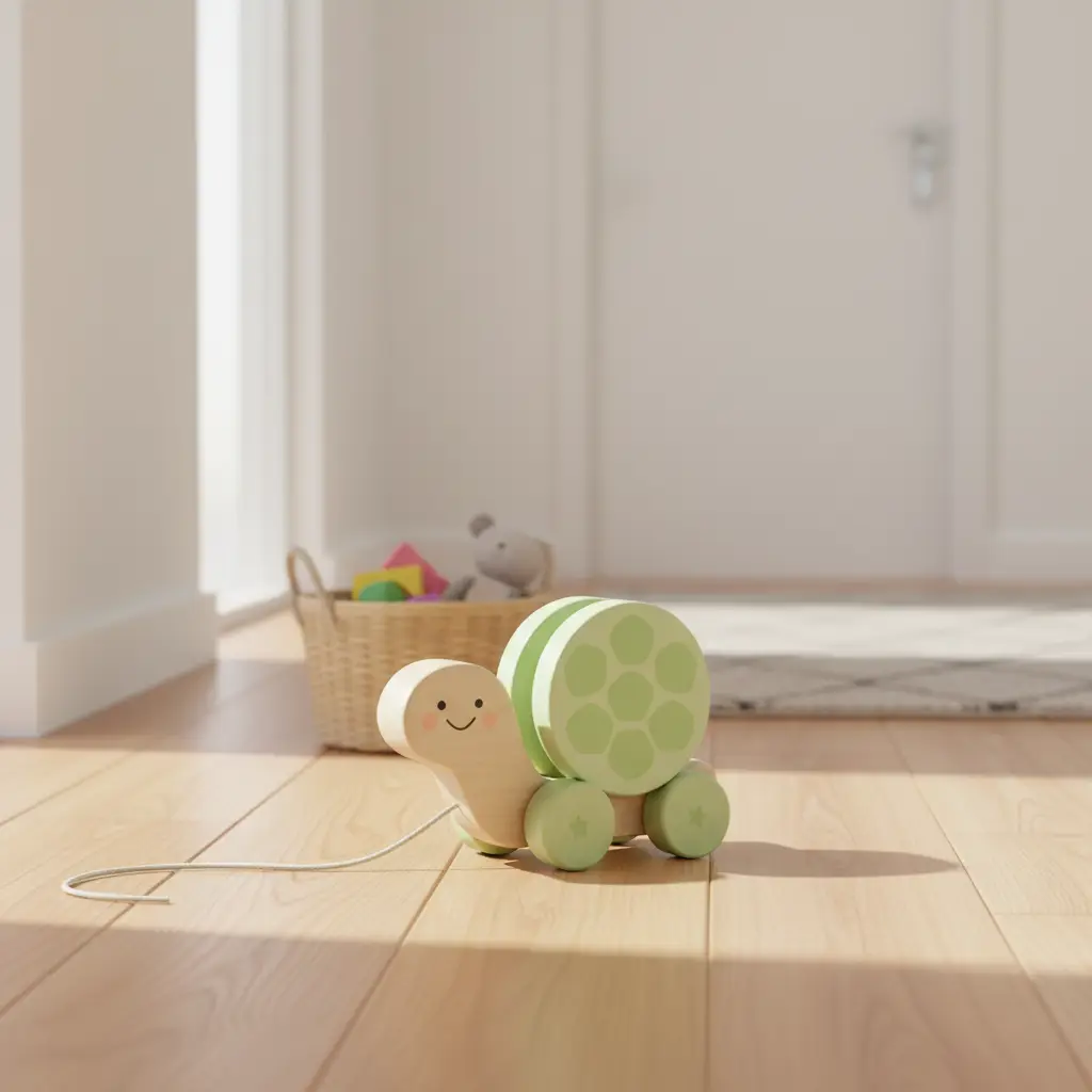 Turtle Wooden Pull Toy, Rattle Shell