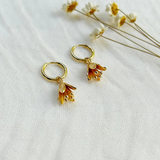 Dainty Floral Charm Huggie Hoops