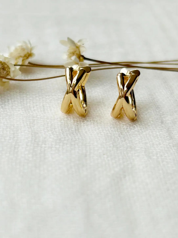 Gold Criss Cross Hoops