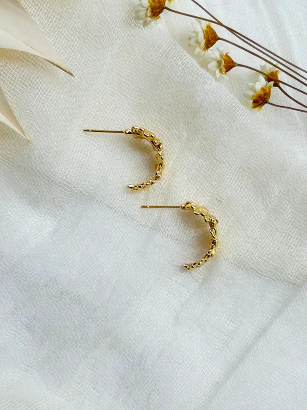 Gold Floral Hoop Earrings
