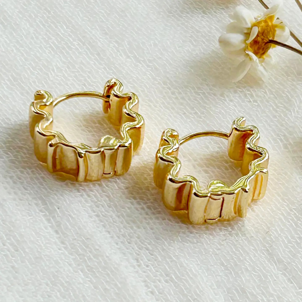 gold wave huggie hoops