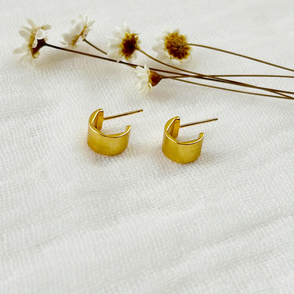 mini gold textured half hoops