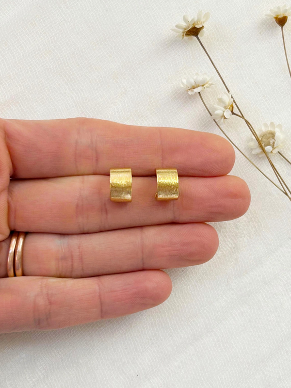 mini gold textured half hoops