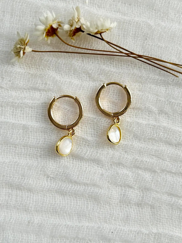 mother of pearl charm hoops