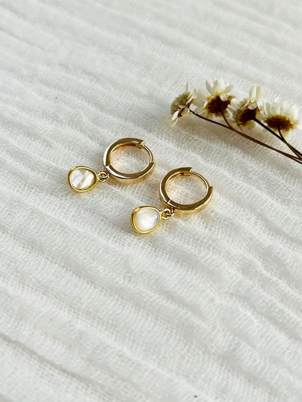 mother of pearl charm hoops