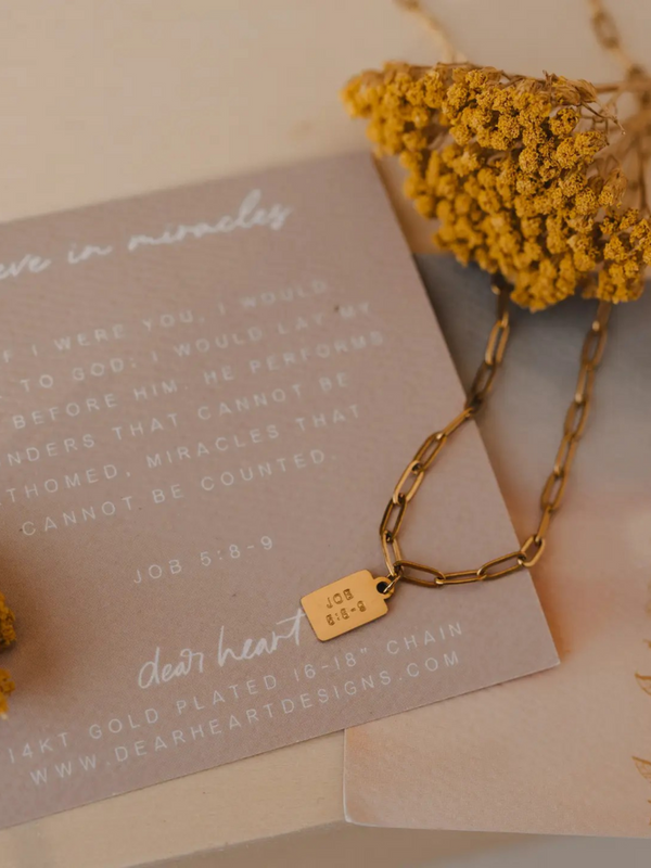 believe in miracles mini tag necklace