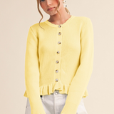 Butter Ruffle Hem Ribbed Cardigan
