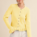 Butter Ruffle Hem Ribbed Cardigan