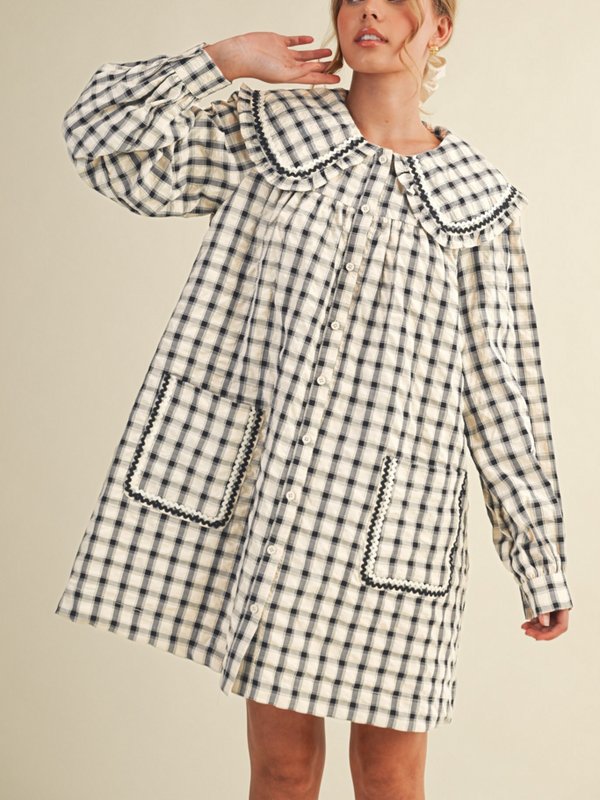 Black and Cream Doll Collar Mini Dress