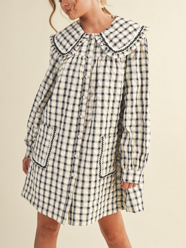 Black and Cream Doll Collar Mini Dress