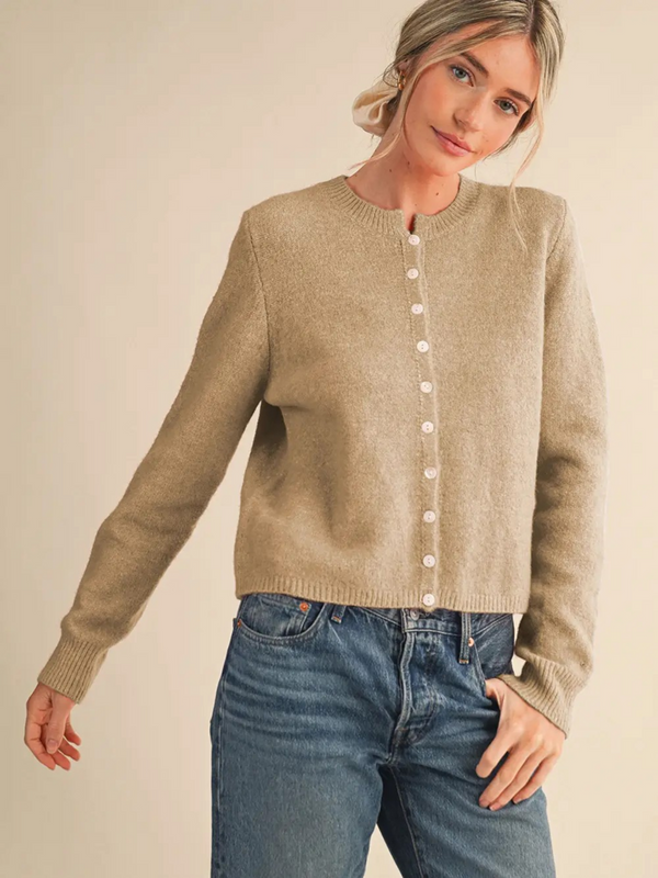 Mocha Marled Knit Cardigan