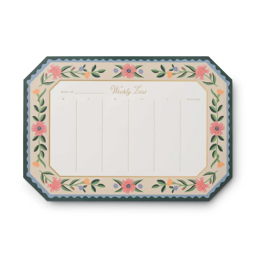 floral boarder weekly desk pad