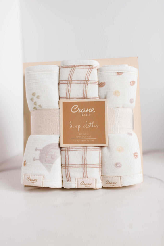 3 piece farmhouse goose burp cloth set