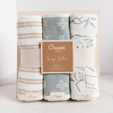 3 piece woodland animal burp cloth set