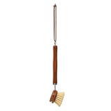 Beech Wood Brush with Leather Tie Brown
