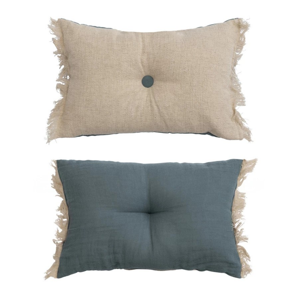 Two-sided Linen tufted Lumbar Pillow