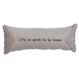 Cotton Chambray Printed Lumbar Pillow, Beige