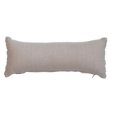 Cotton Chambray Printed Lumbar Pillow, Beige