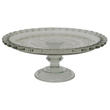 Pressed Glass Pedestal with Scalloped Edge
