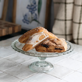 Pressed Glass Pedestal with Scalloped Edge