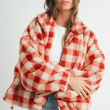Rust drop shoulder plaid jacket