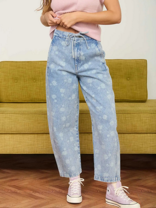 light denim dandelion washed drawstring jeans