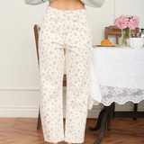 ecru floral jeans