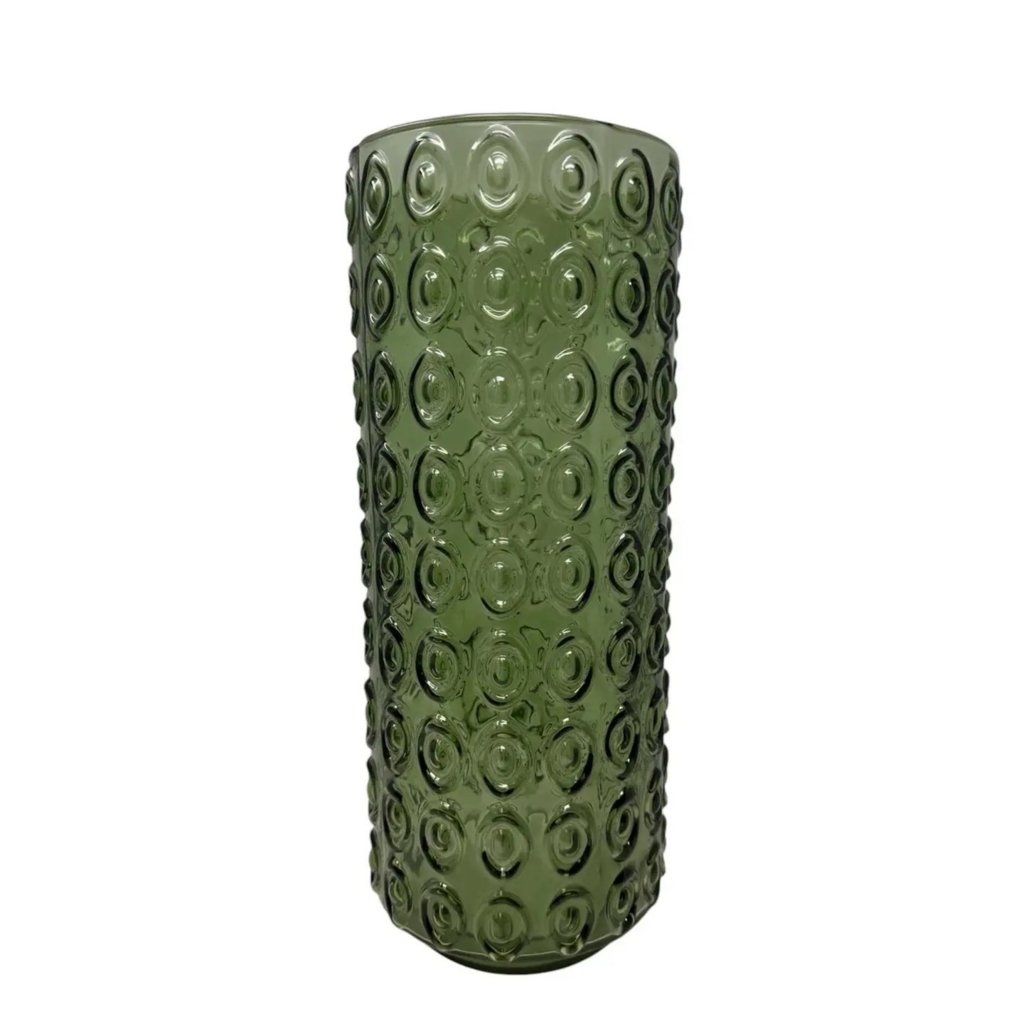14" Green Glass Vase