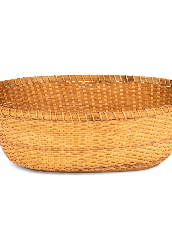 oblong rattan stained basket