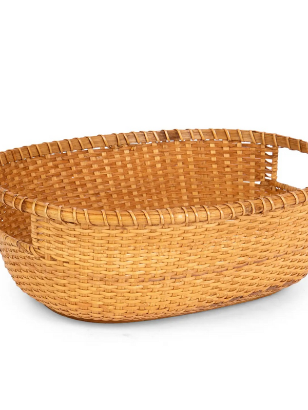 oblong rattan stained basket