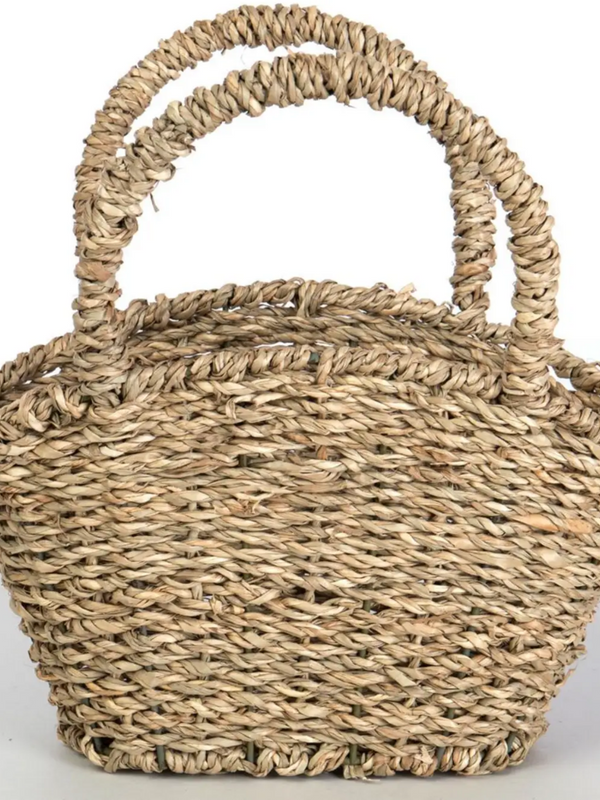 oval seagrass mini basket with handles