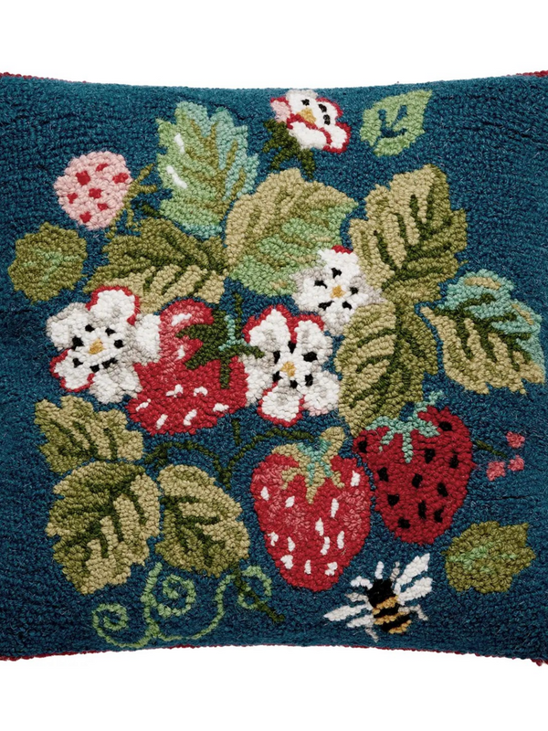 Vintage Strawberries Hook Pillow