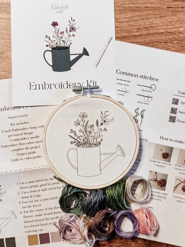 watering can embroidery kit
